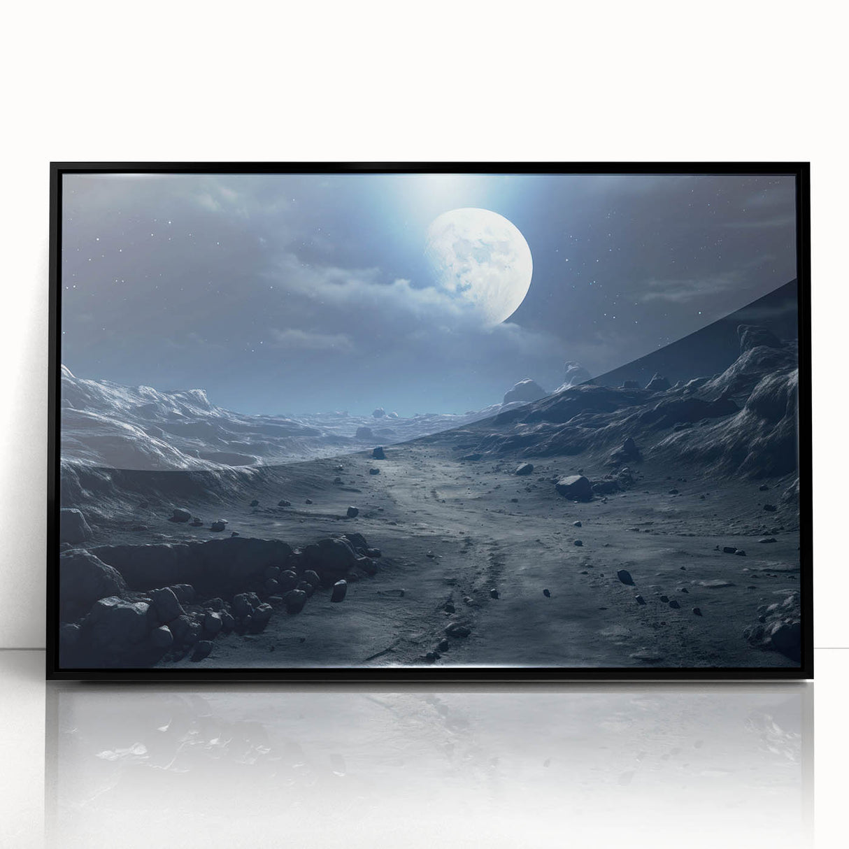 Moonlit Cosmic Landscape – Futuristic Space-Themed Wall Art Decor