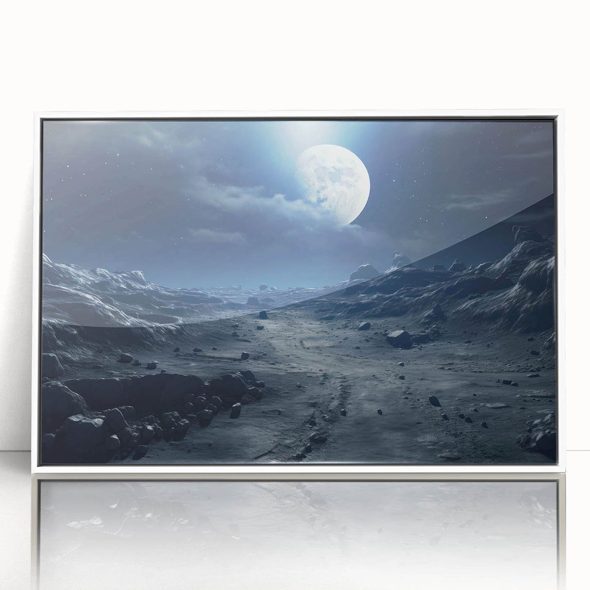 Moonlit Cosmic Landscape – Futuristic Space-Themed Wall Art Decor