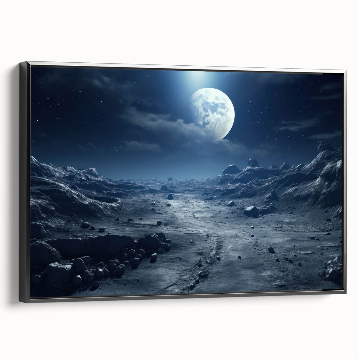 Moonlit Cosmic Landscape – Futuristic Space-Themed Wall Art Decor
