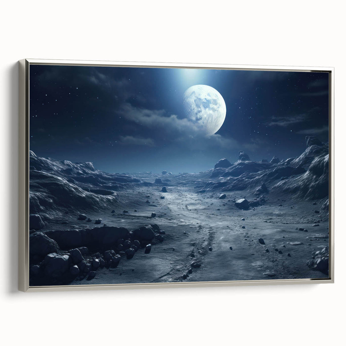 Moonlit Cosmic Landscape – Futuristic Space-Themed Wall Art Decor