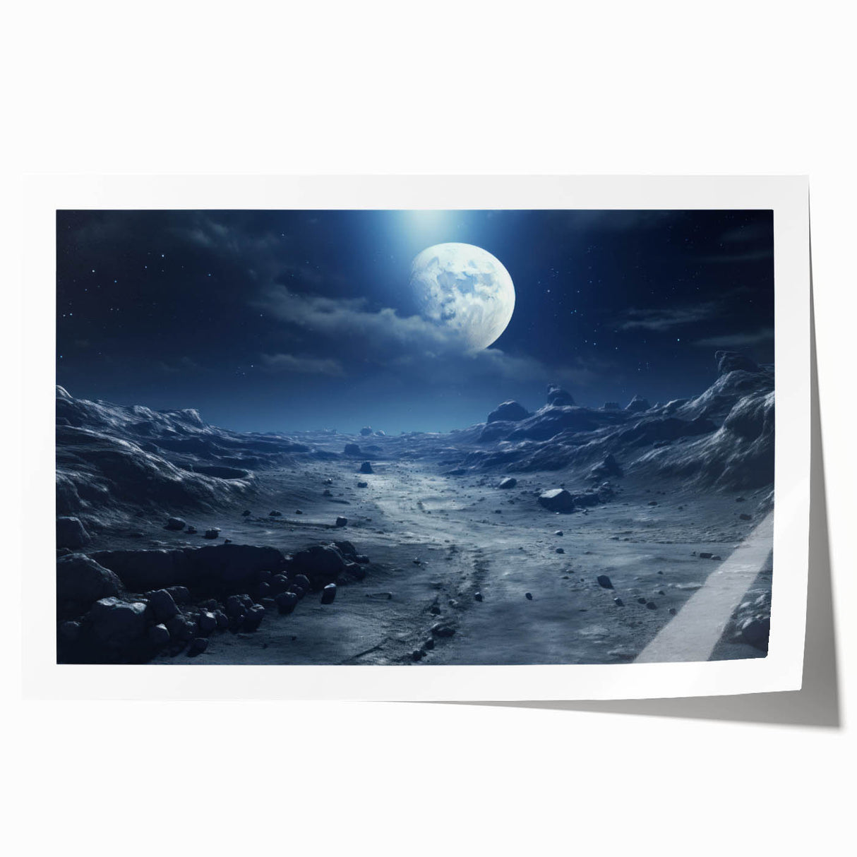 Moonlit Cosmic Landscape – Futuristic Space-Themed Wall Art Decor