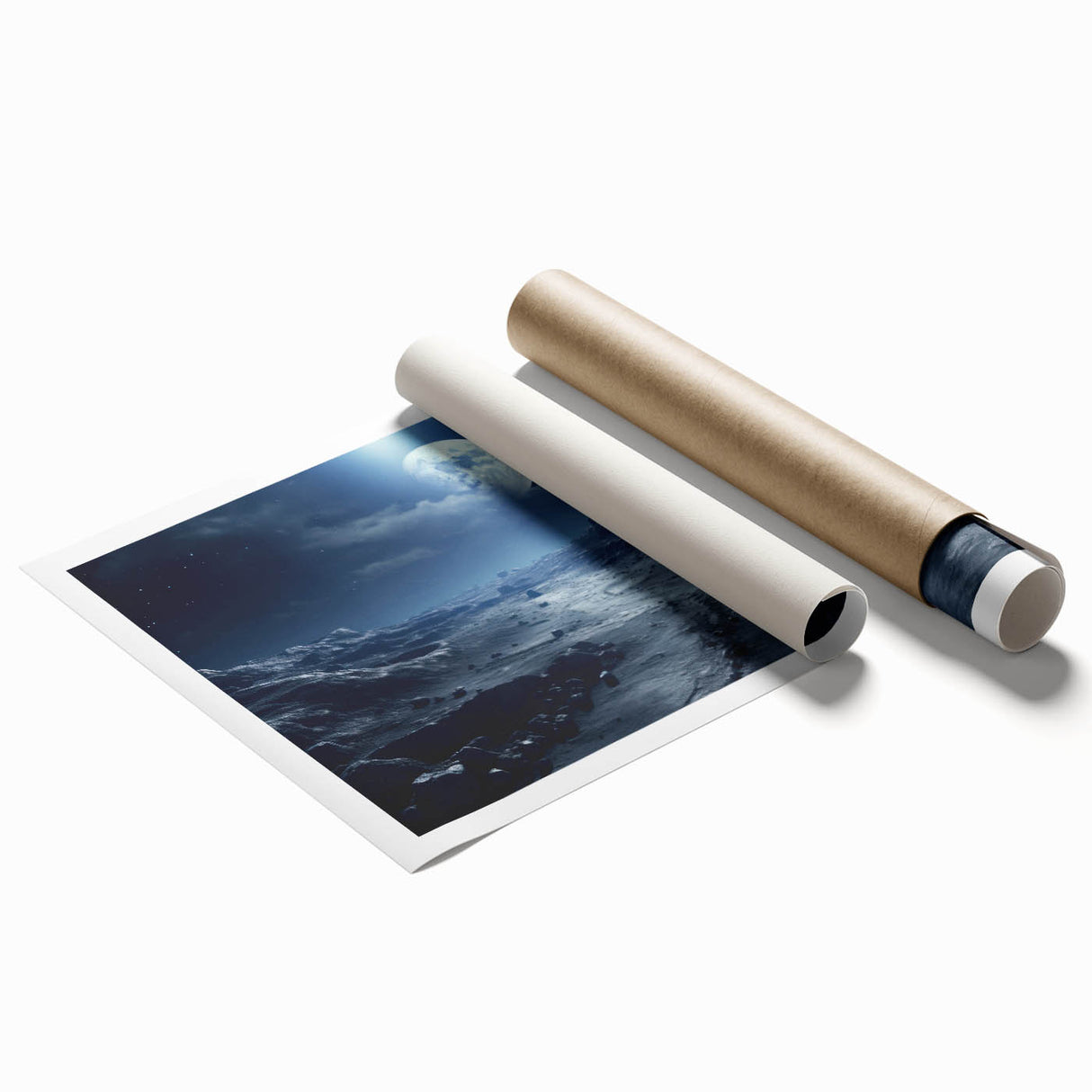 Moonlit Cosmic Landscape – Futuristic Space-Themed Wall Art Decor