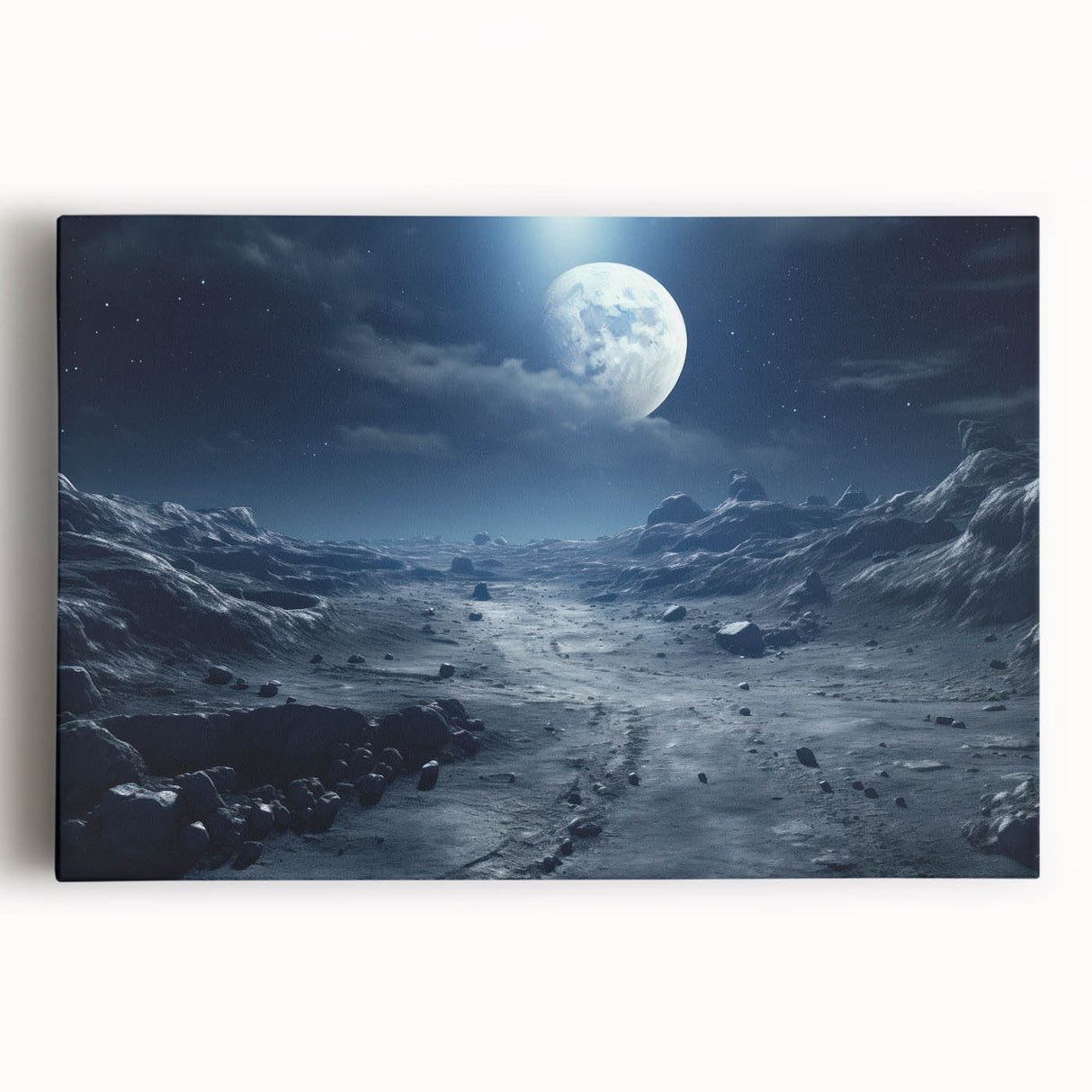 Moonlit Cosmic Landscape – Futuristic Space-Themed Wall Art Decor