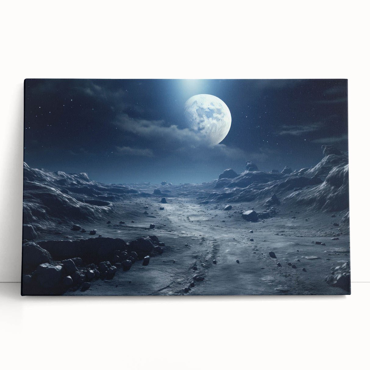 Moonlit Cosmic Landscape – Futuristic Space-Themed Wall Art Decor