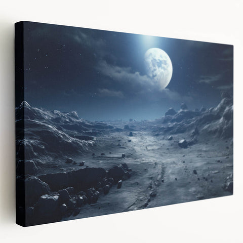 Moonlit Cosmic Landscape – Futuristic Space-Themed Wall Art Decor
