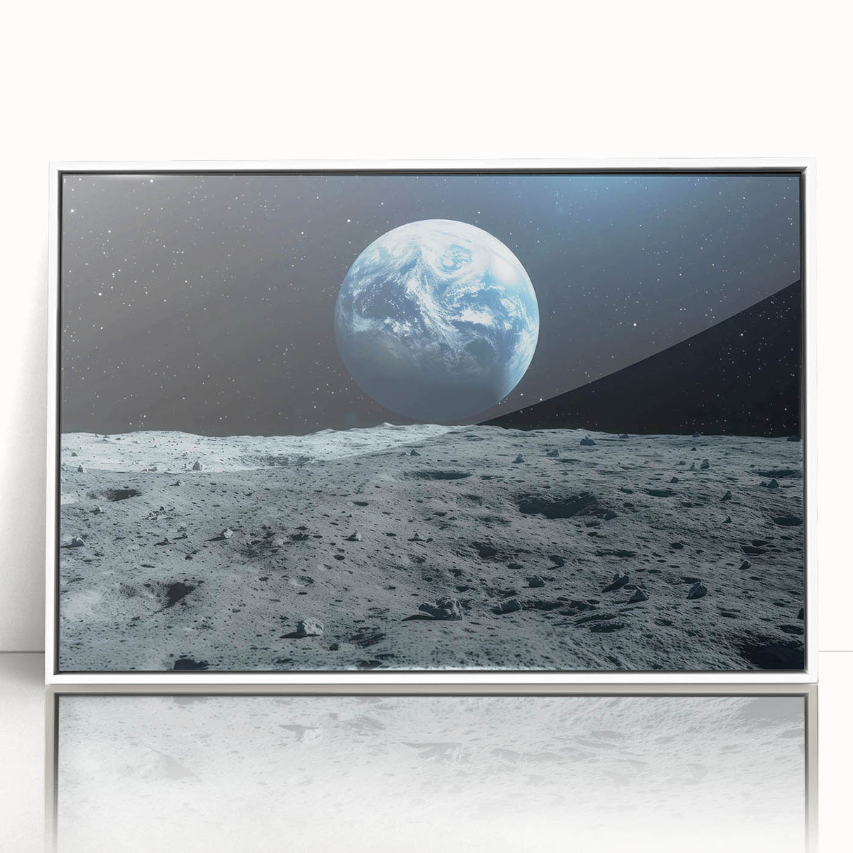 Earthrise Over Moon – Captivating Space-Themed Celestial Wall Art