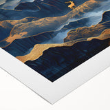 Golden Moonlit Mountains with Wildlife – Luxurious Celestial Wall Art