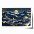 Golden Moonlit Mountains with Wildlife – Luxurious Celestial Wall Art