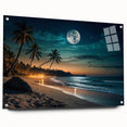 Moonlit Tropical Beach Night – Serene Celestial Wall Art for Home Decor