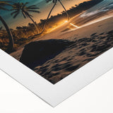Moonlit Tropical Beach Night – Serene Celestial Wall Art for Home Decor