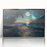 Moonlit Beach with Starry Sky – Tranquil Celestial Wall Art Decor