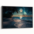 Moonlit Beach with Starry Sky – Tranquil Celestial Wall Art Decor