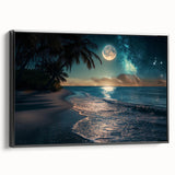 Moonlit Beach with Starry Sky – Tranquil Celestial Wall Art Decor
