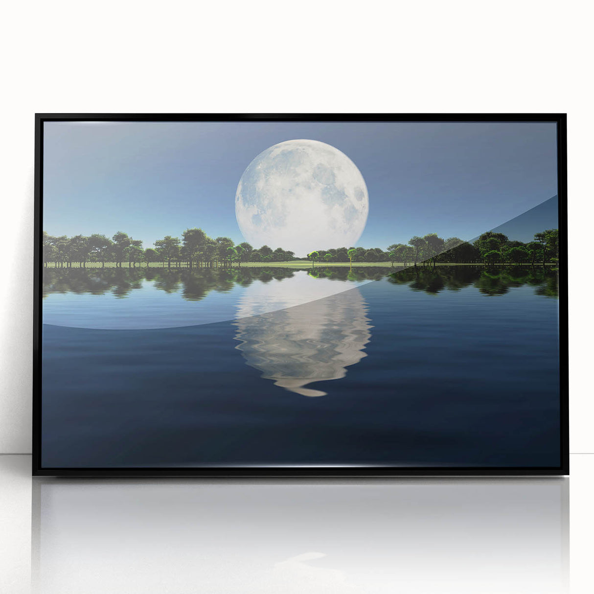 Moon Reflection Over Water – Serene Celestial Wall Art for Home Decor