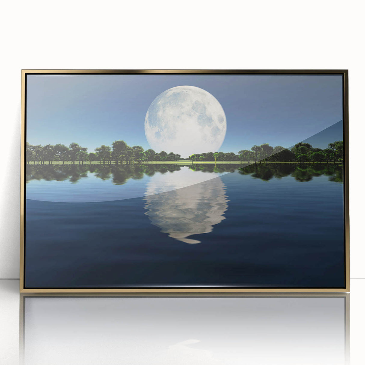 Moon Reflection Over Water – Serene Celestial Wall Art for Home Decor