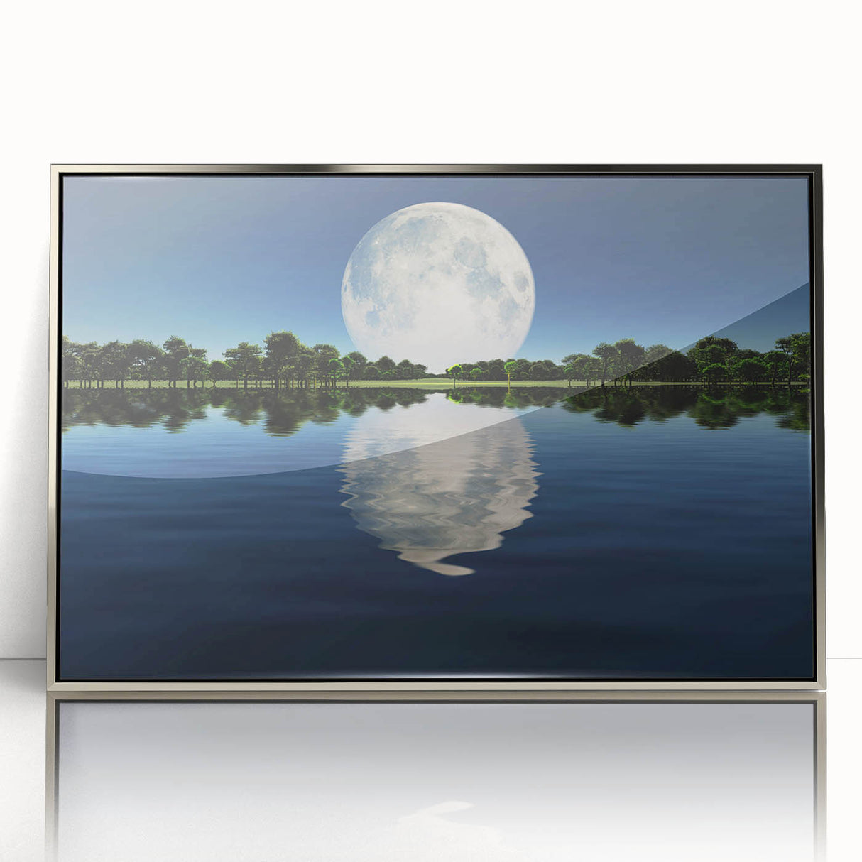 Moon Reflection Over Water – Serene Celestial Wall Art for Home Decor
