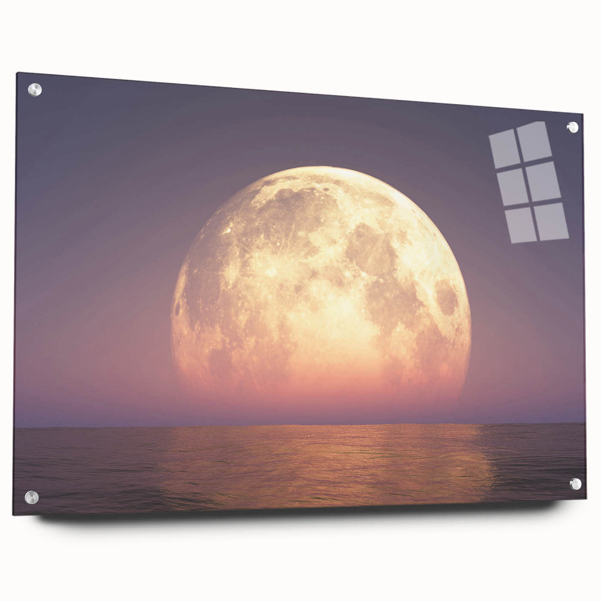 Golden Moonrise Over Ocean – Tranquil Celestial Wall Art for Home Decor"