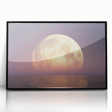 Golden Moonrise Over Ocean – Tranquil Celestial Wall Art for Home Decor"