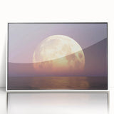 Golden Moonrise Over Ocean – Tranquil Celestial Wall Art for Home Decor"