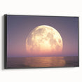 Golden Moonrise Over Ocean – Tranquil Celestial Wall Art for Home Decor"
