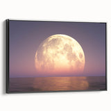 Golden Moonrise Over Ocean – Tranquil Celestial Wall Art for Home Decor"