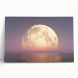 Golden Moonrise Over Ocean – Tranquil Celestial Wall Art for Home Decor"