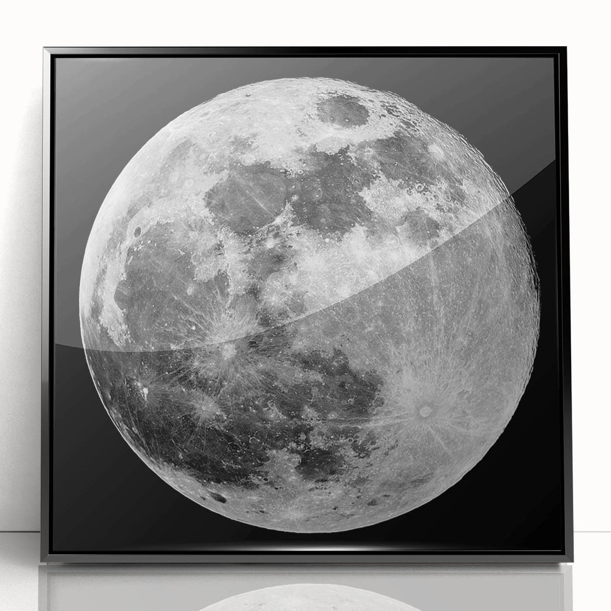 Full Moon in High Detail – Stunning Black and White Celestial Wall Art