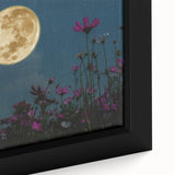 Golden Moon Over Flower Field – Serene Celestial Wall Art for Home
