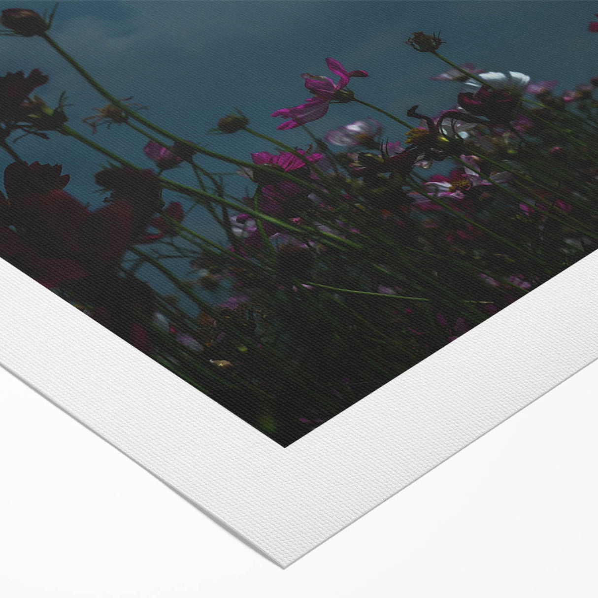 Golden Moon Over Flower Field – Serene Celestial Wall Art for Home
