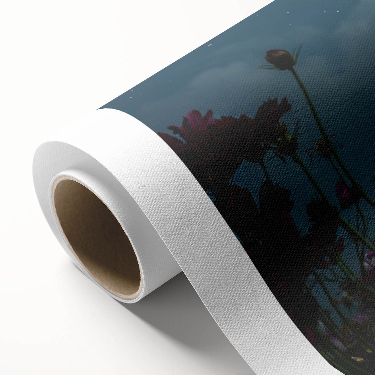 Golden Moon Over Flower Field – Serene Celestial Wall Art for Home