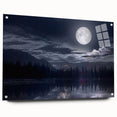 Moonlit Mountain Lake – Tranquil Celestial Wall Art for Home Decor