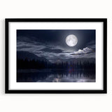 Moonlit Mountain Lake – Tranquil Celestial Wall Art for Home Decor