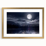 Moonlit Mountain Lake – Tranquil Celestial Wall Art for Home Decor
