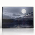 Moonlit Mountain Lake – Tranquil Celestial Wall Art for Home Decor