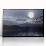 Moonlit Mountain Lake – Tranquil Celestial Wall Art for Home Decor