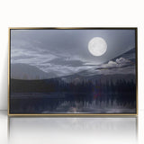Moonlit Mountain Lake – Tranquil Celestial Wall Art for Home Decor
