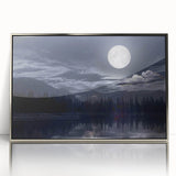 Moonlit Mountain Lake – Tranquil Celestial Wall Art for Home Decor
