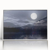 Moonlit Mountain Lake – Tranquil Celestial Wall Art for Home Decor