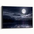 Moonlit Mountain Lake – Tranquil Celestial Wall Art for Home Decor