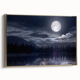Moonlit Mountain Lake – Tranquil Celestial Wall Art for Home Decor