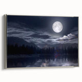 Moonlit Mountain Lake – Tranquil Celestial Wall Art for Home Decor