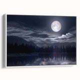 Moonlit Mountain Lake – Tranquil Celestial Wall Art for Home Decor