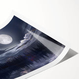 Moonlit Mountain Lake – Tranquil Celestial Wall Art for Home Decor