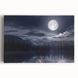 Moonlit Mountain Lake – Tranquil Celestial Wall Art for Home Decor
