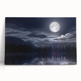 Moonlit Mountain Lake – Tranquil Celestial Wall Art for Home Decor