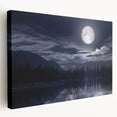Moonlit Mountain Lake – Tranquil Celestial Wall Art for Home Decor
