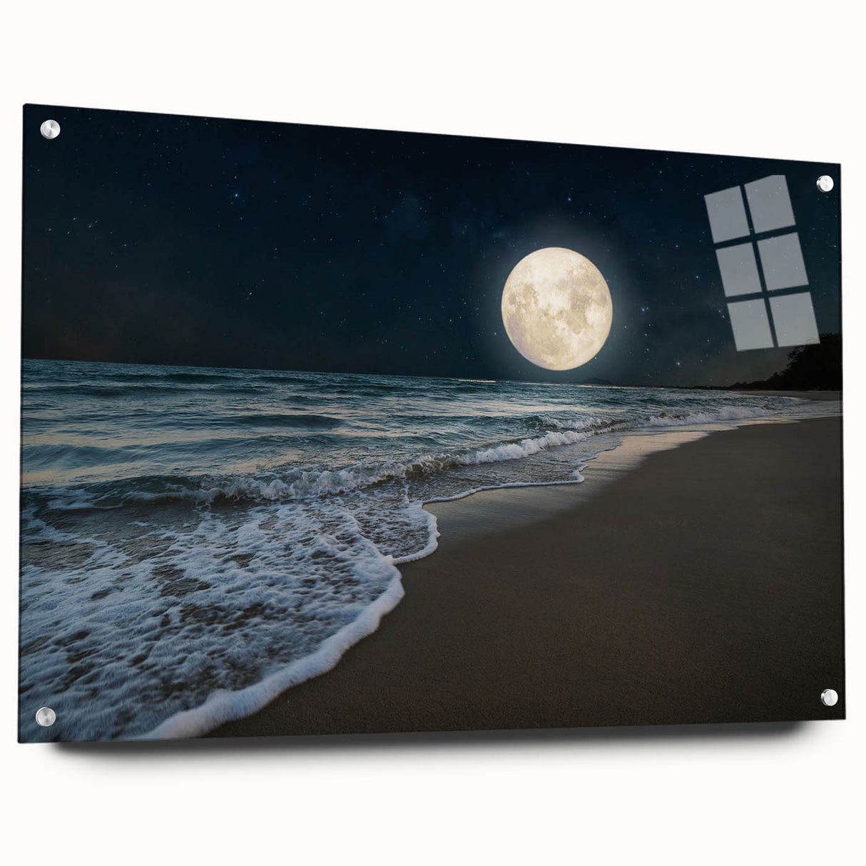 Full Moon Over Ocean Waves – Tranquil Celestial Wall Art for Home