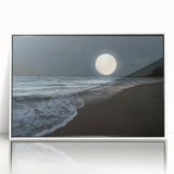 Full Moon Over Ocean Waves – Tranquil Celestial Wall Art for Home