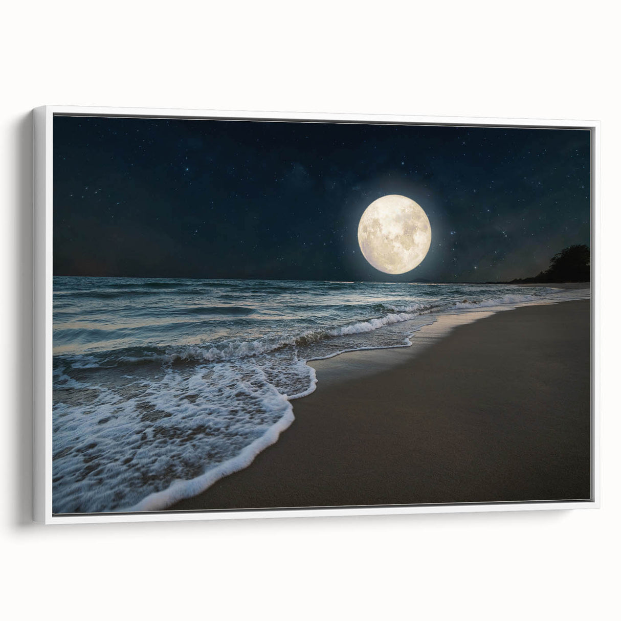 Full Moon Over Ocean Waves – Tranquil Celestial Wall Art for Home