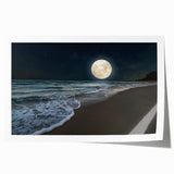 Full Moon Over Ocean Waves – Tranquil Celestial Wall Art for Home